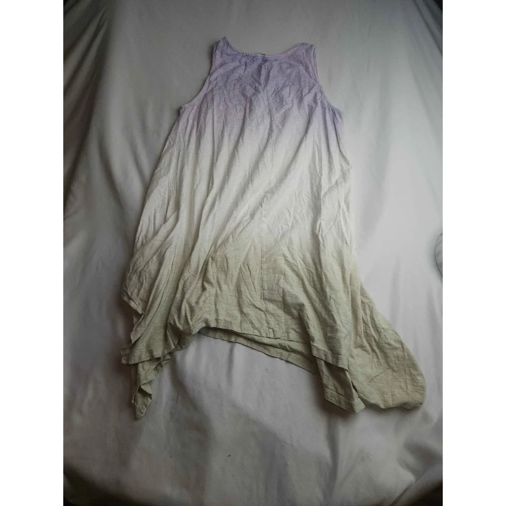 Entro Womens Dip Dye Ombre Handkerchief Hem Tank Top Purple White Green Small